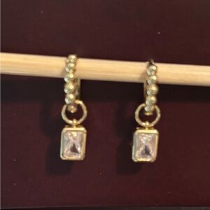 Gold tone 2-way CZ huggie earrings - NWOT